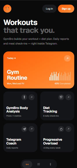 GymBro landing dashboard